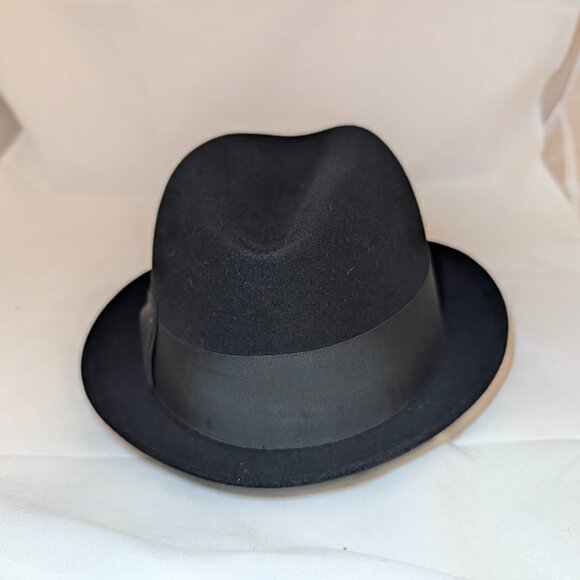 Vintage Adam Black Beaver Fur Felt Fedora Hat - Size 7 1/4 - Picture 5 of 8